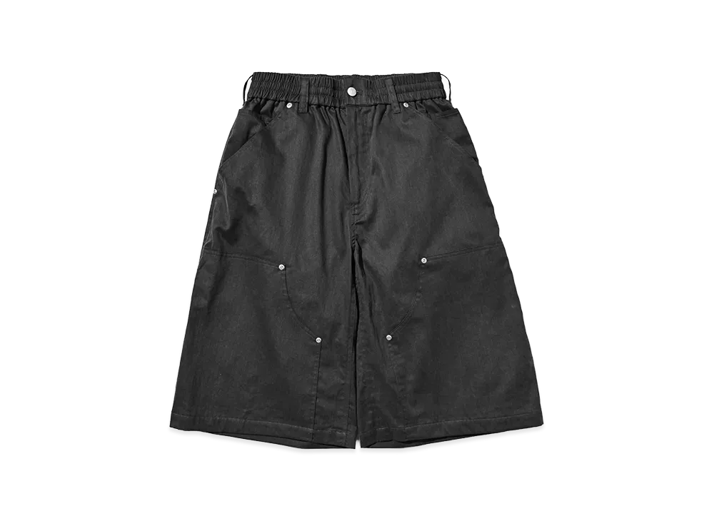 CLESSTE Vintage Effect Double Knee Worker Baggy Half Pants "Black"