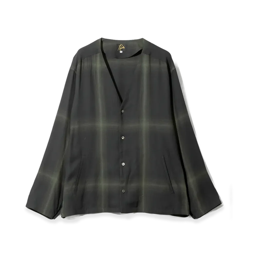 NEEDLES V Neck Shirt Rayon Plaid "Black"