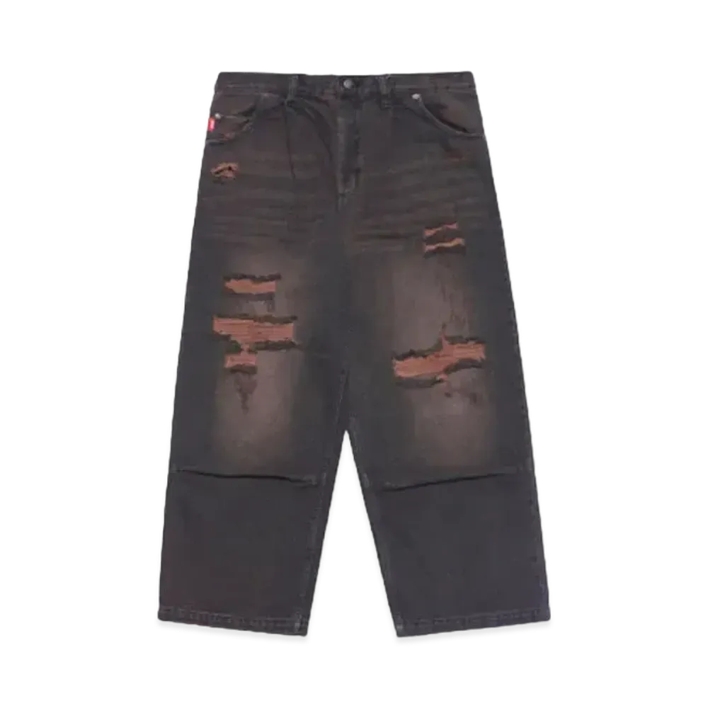 9090 King Logo Damage Buggy Denim "Dark Brown"