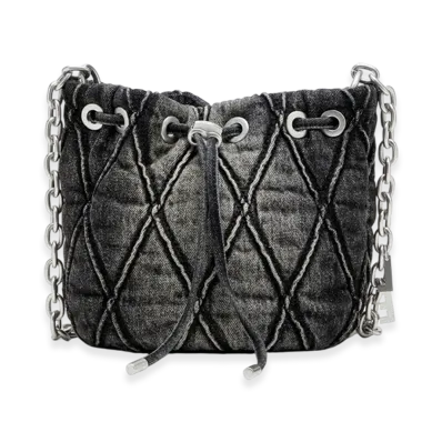 Diesel Charm-D Bucket S Charm-D S-Mini Bucket Bag In Treated Quilted Denim "Black"