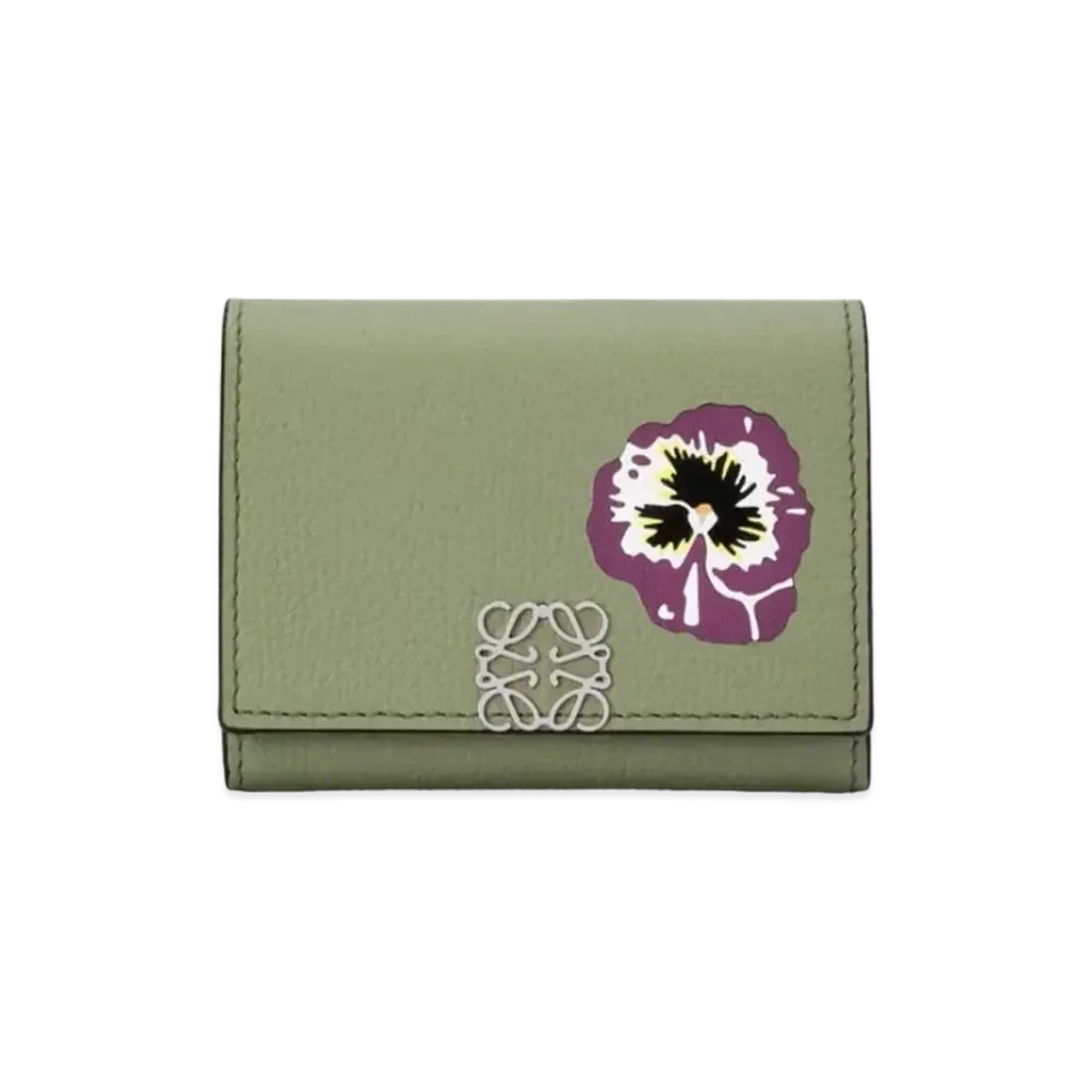 LOEWE Pansies Coin Cardholder In Classic Calfskin "Rosemary"