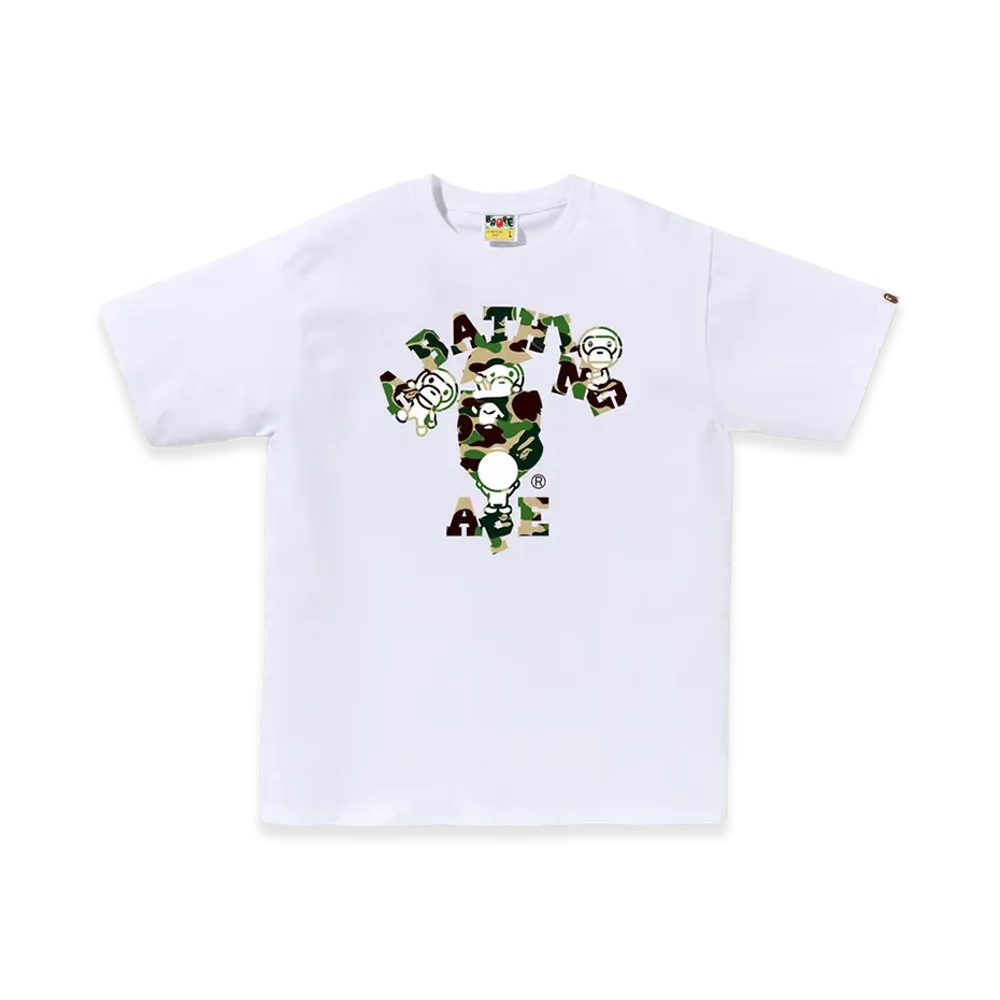 A BATHING APE ABC Camo College Milo Tee "White/Green"