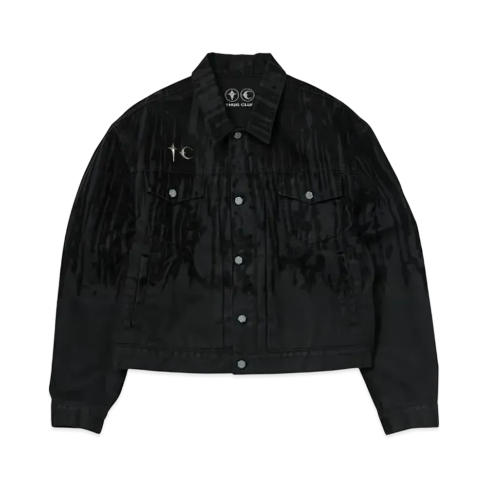 THUG CLUB Blood Lazered Denim Jacket "Black"