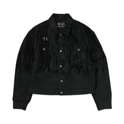THUG CLUB Blood Lazered Denim Jacket "Black"