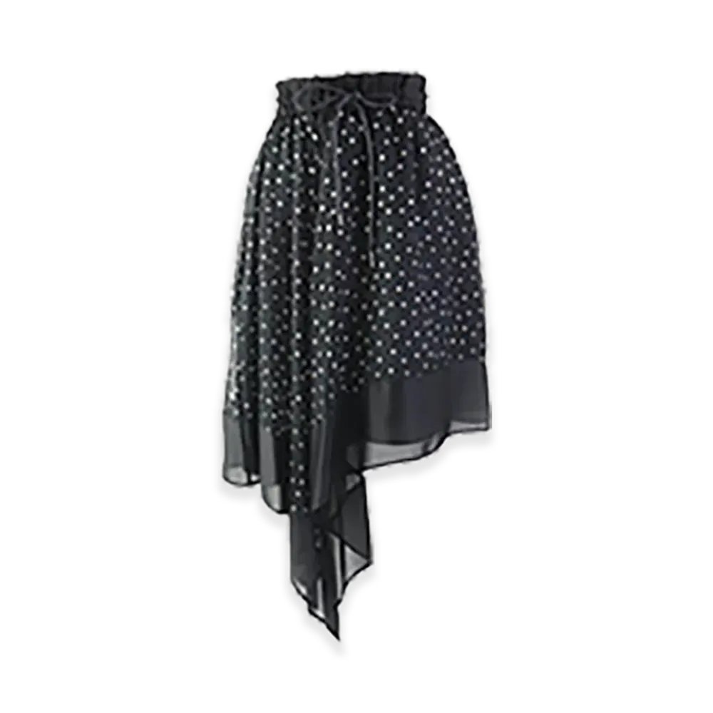sacai Asymmetrical Midi Flare Skirt "Black"