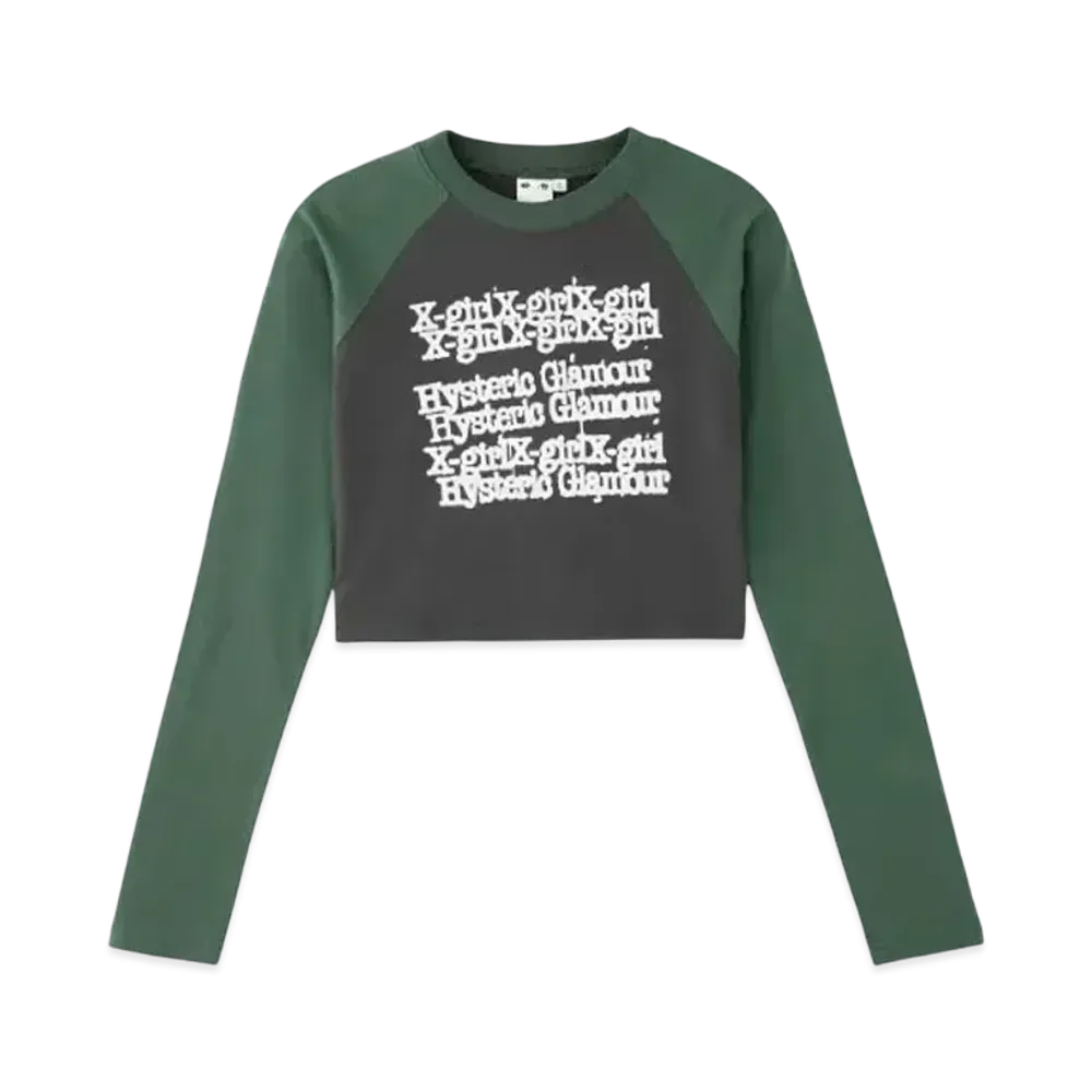 X-girl x HYSTERIC GLAMOUR L/S Raglan Compact Top "Green"