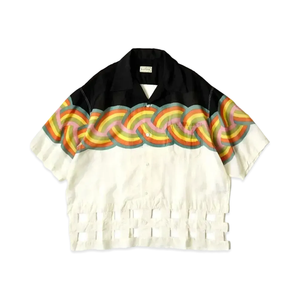 KAPITAL Silk Rayon Rainbow Wind Pen Aloha Shirt "Black"