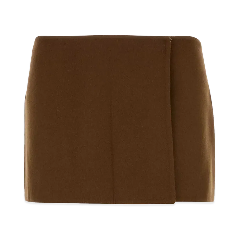 MIU MIU Women's Wool Blend Mini Skirt "Brown"