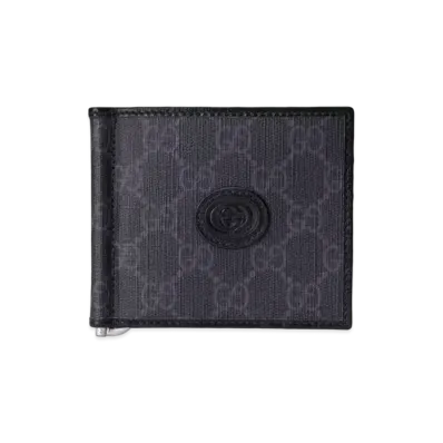 GUCCI Interlocking G Card Case Wallet GG Supreme Canvas "Black"