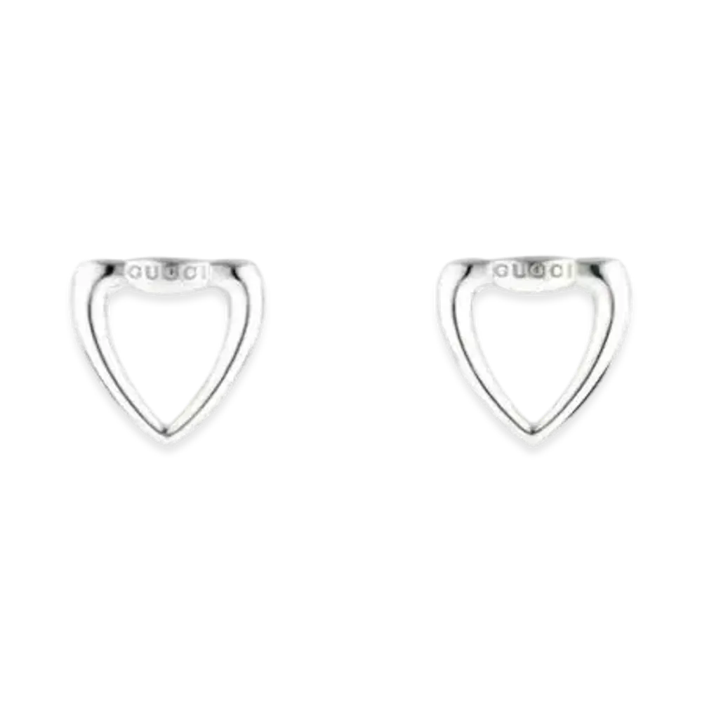 GUCCI Heart Stud Earrings "Sterling Silver"