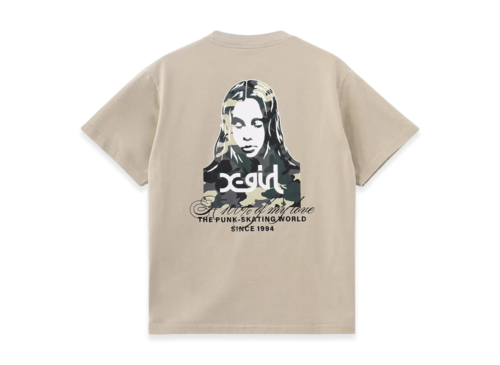 X-Girl Hibiscus Camouflage Face S/S Tee "Beige"