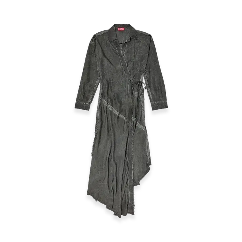 Diesel D-Raven-Q1 Asymmetrical Long-Sleeve Dress "Dark Gray"