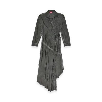 Diesel D-Raven-Q1 Asymmetrical Long-Sleeve Dress "Dark Gray"