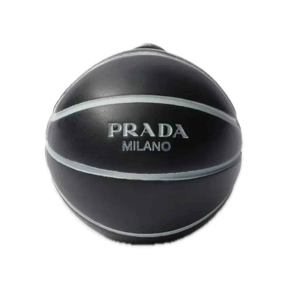 PRADA Metal Basketball Earrings "Pewter/Black"