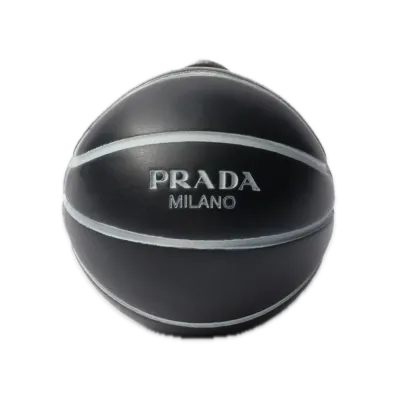 PRADA Metal Basketball Earrings "Pewter/Black"