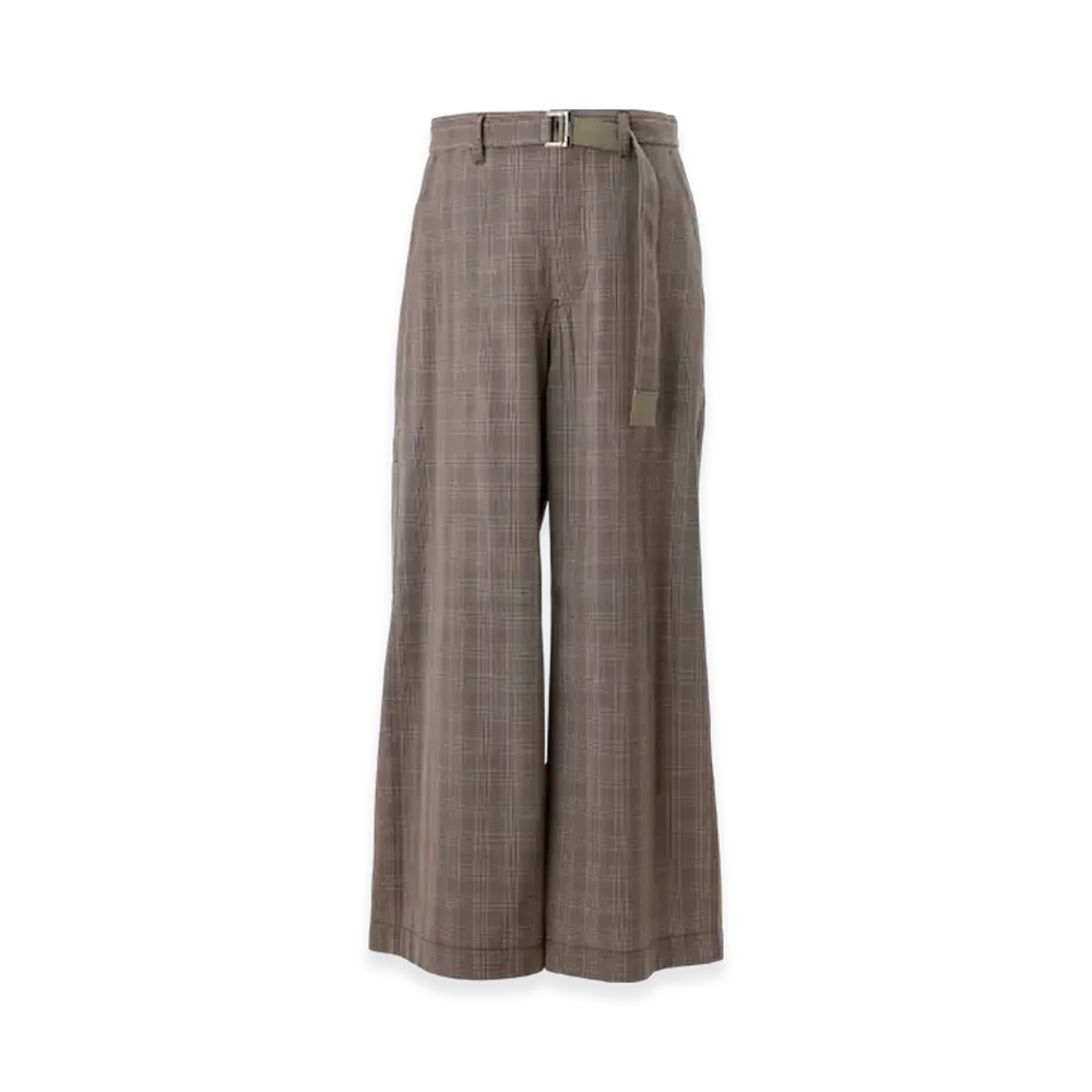sacai Wool Silk Suiting Pants "Brown Check"