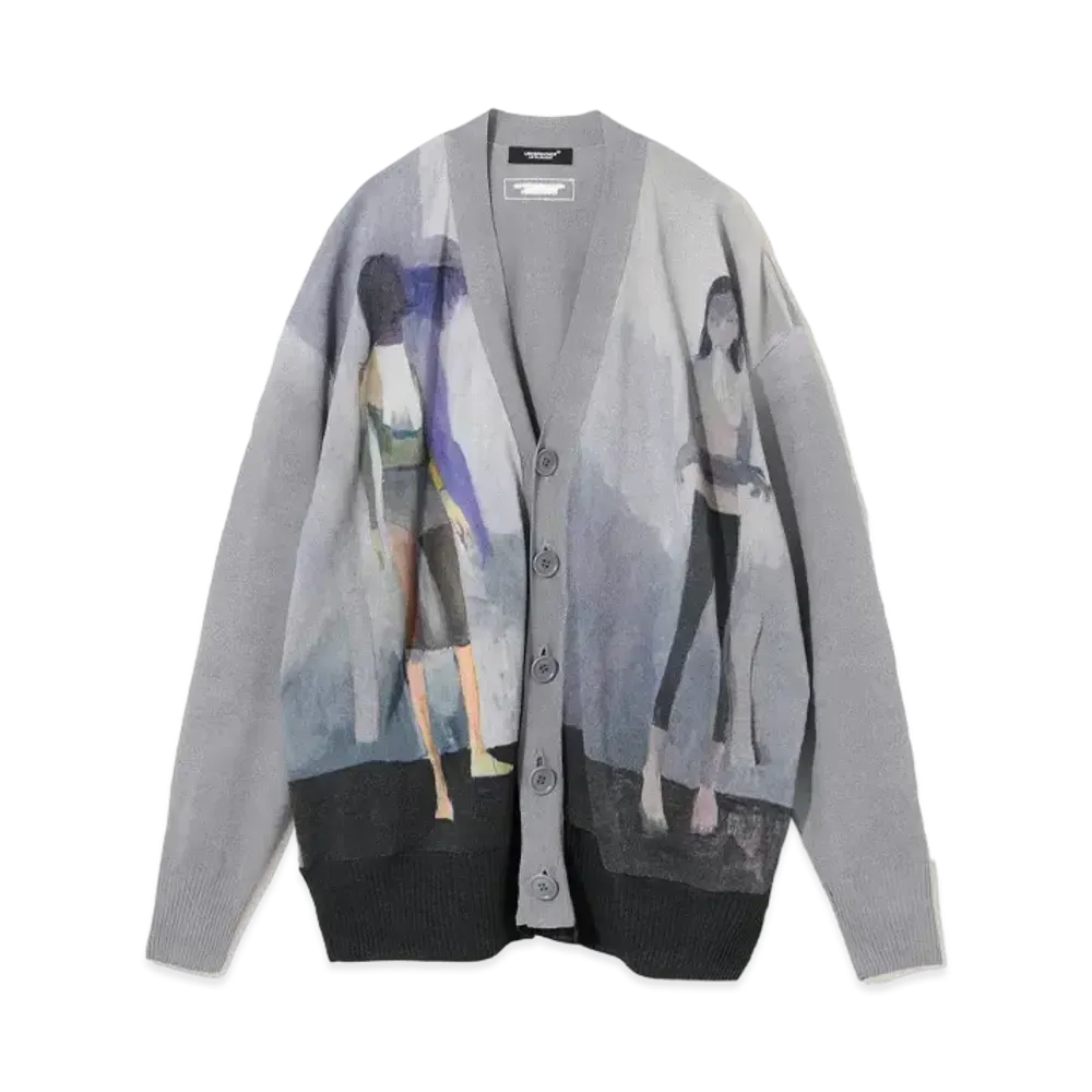 UNDERCOVER Washi Blend Knit Cardigan "Gray Purple"