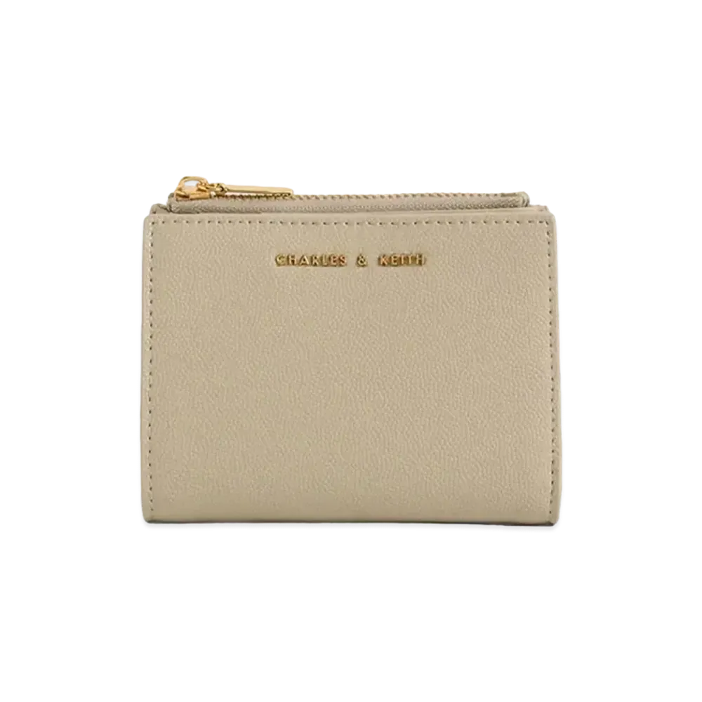 CHARLES & KEITH Mini Top Zip Small Wallet "Beige"