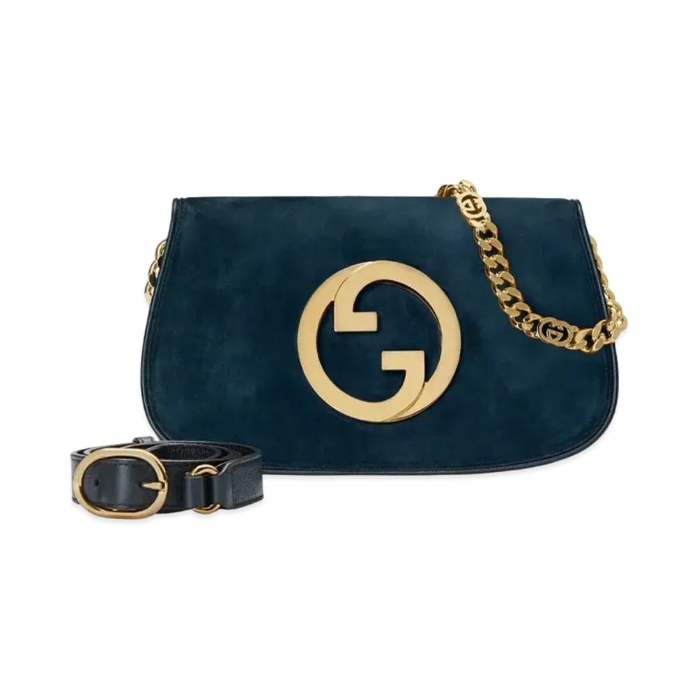 GUCCI Gucci Blondy Shoulder Bag Suede "Deep Blue"