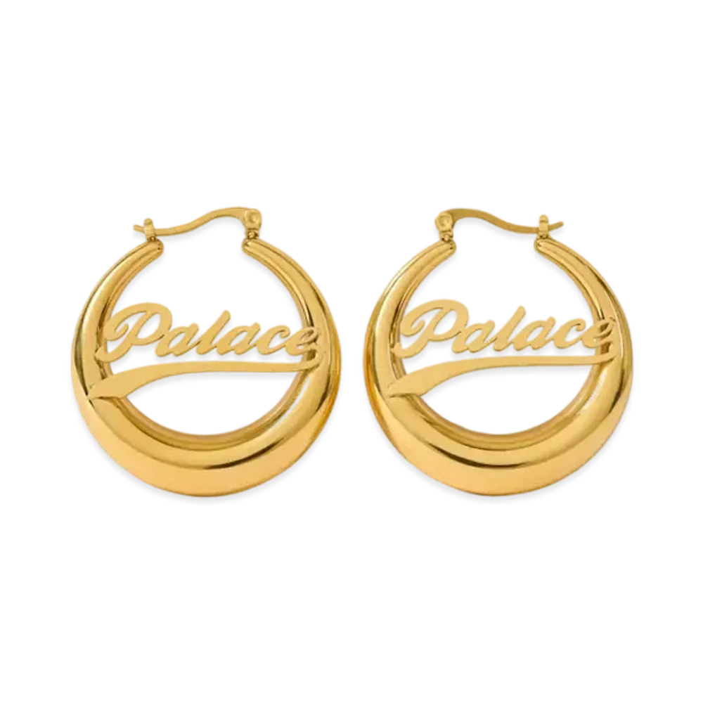 PALACE Script Hoop Earrings "Gold"