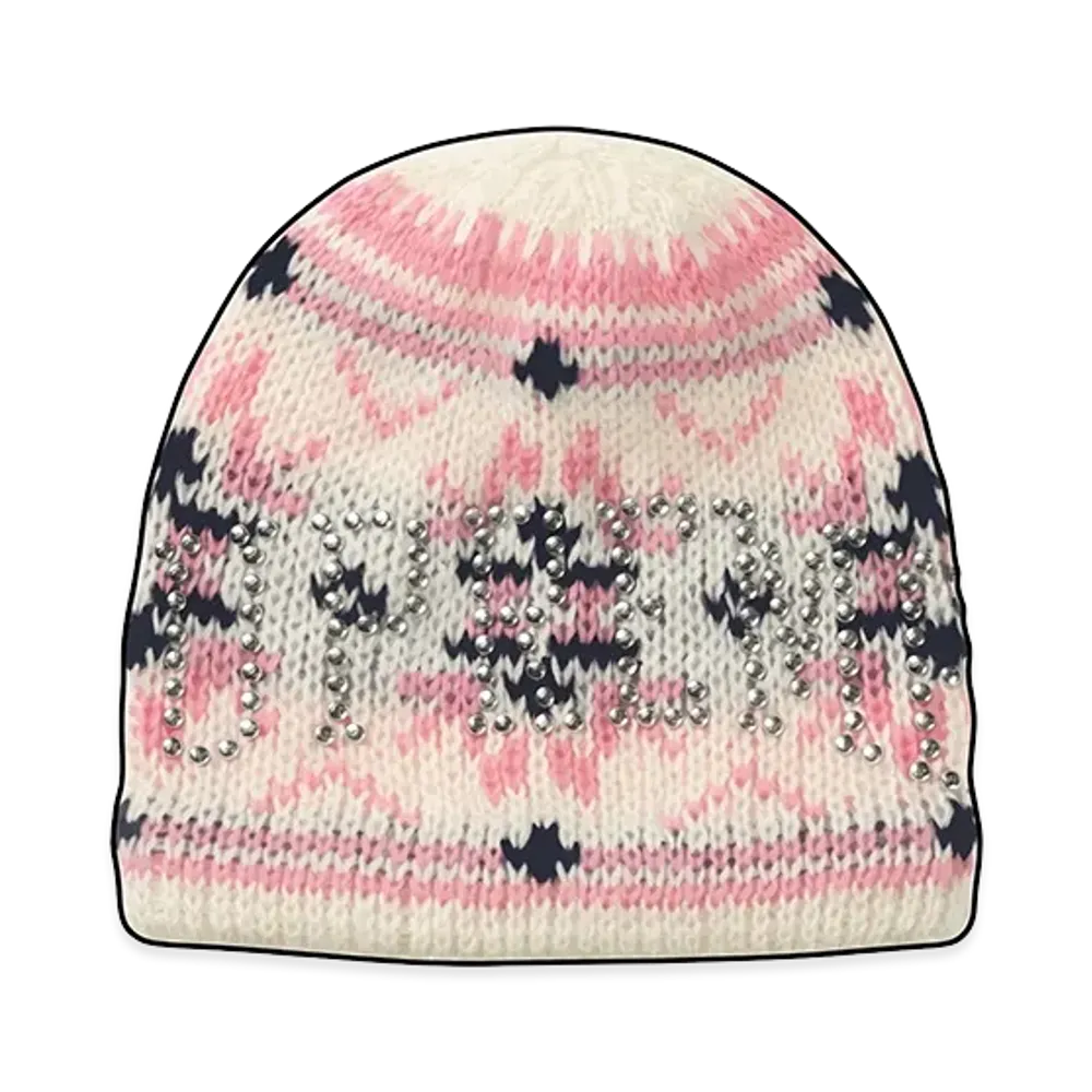 Supreme Studded Fair Isle Beanie "Cream"