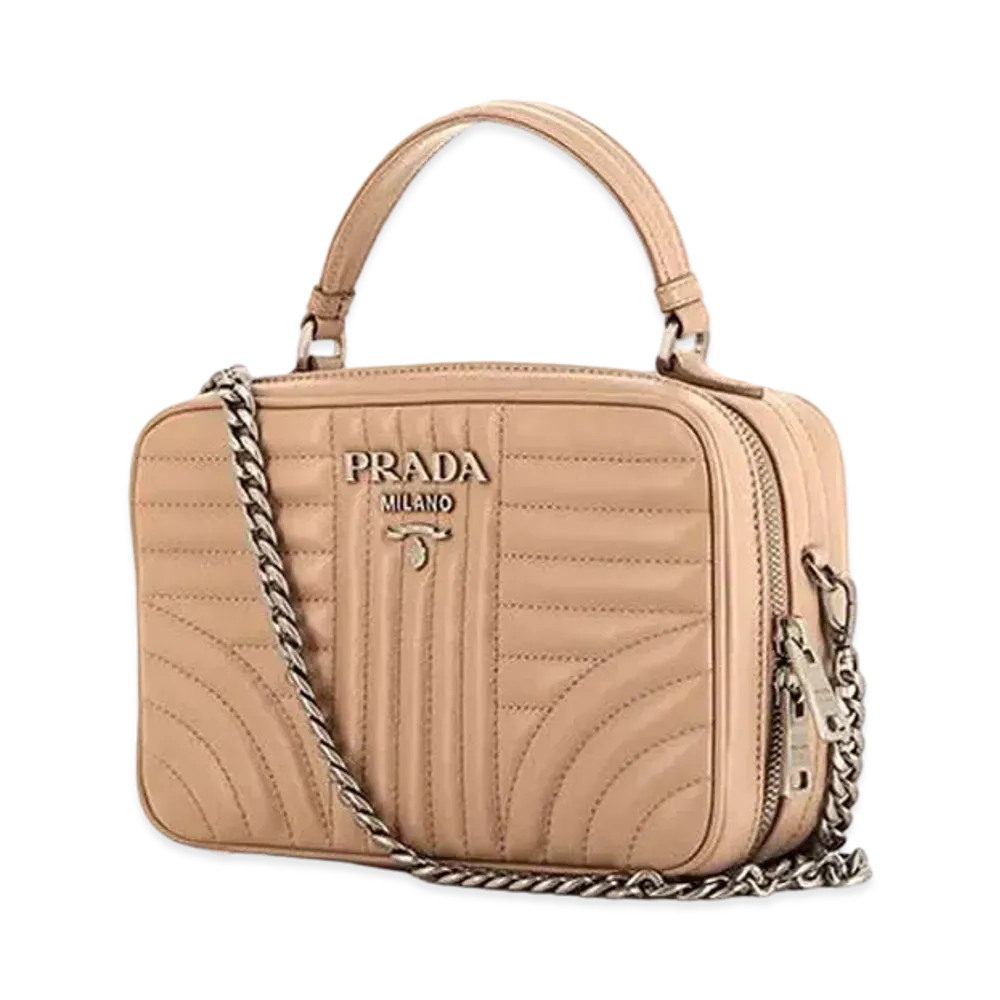 PRADA Diagramme Leather 2WAY Shoulder Bag "Beige"
