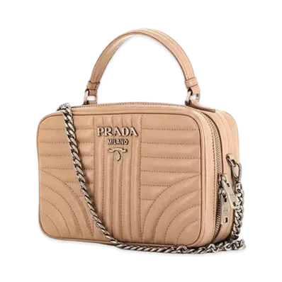PRADA Diagramme Leather 2WAY Shoulder Bag "Beige"
