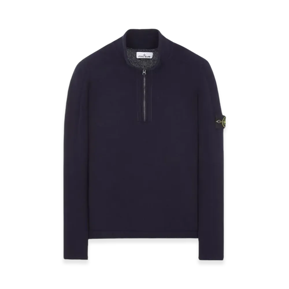 Stone Island 529A3 Partly Stocking Lambswool Half Zip Knit - 23FW "Navy Blue"