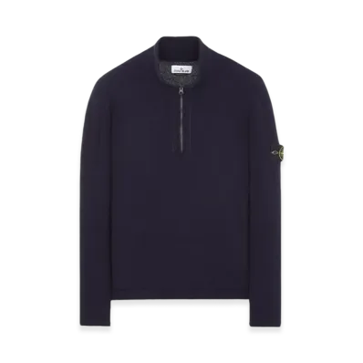 Stone Island 529A3 Partly Stocking Lambswool Half Zip Knit - 23FW "Navy Blue"