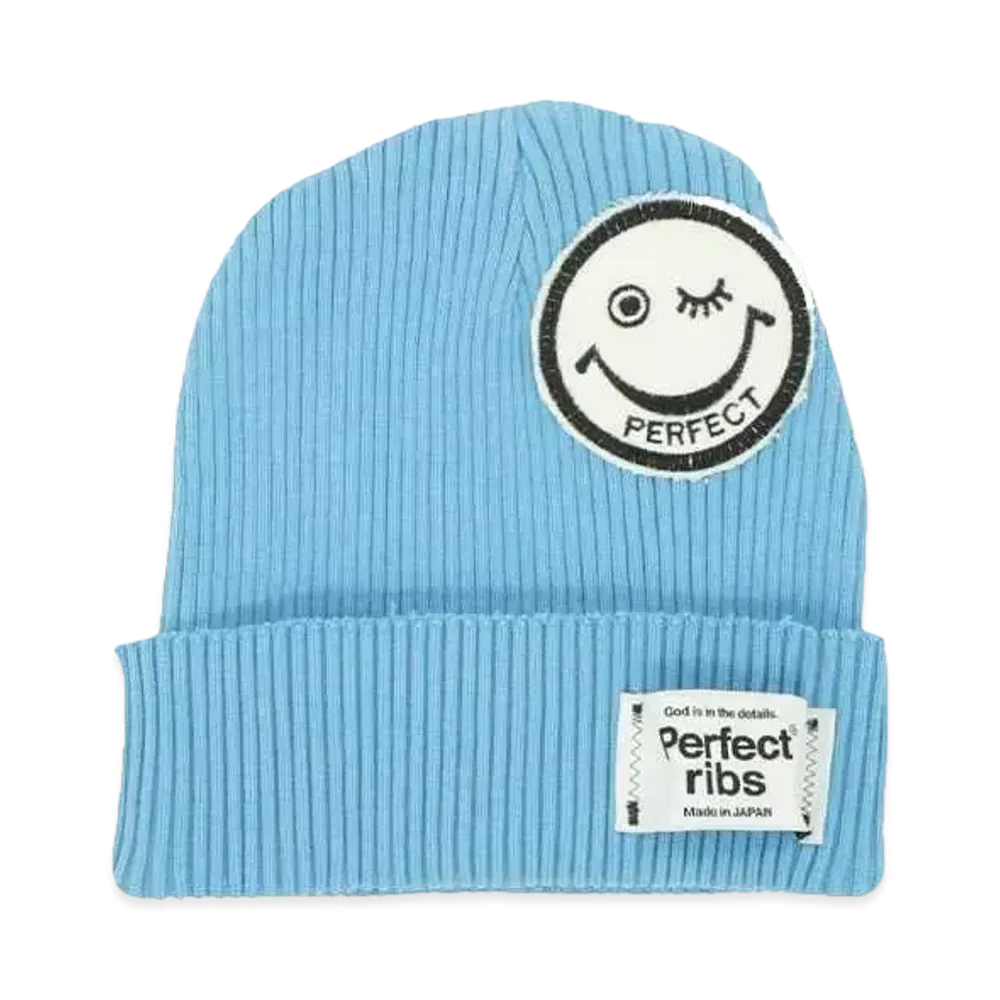 Perfect ribs (SMILE Patch) Rib Beanie Cap "SAX"