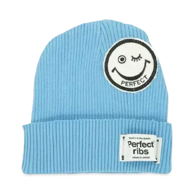 Perfect ribs (SMILE Patch) Rib Beanie Cap "SAX"