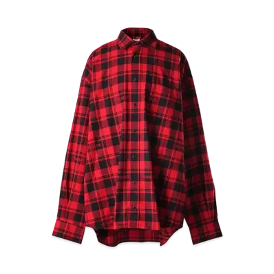 VETEMENTS Logo Jacquard Plaid Shirt "Red Logo" UA65SH909R