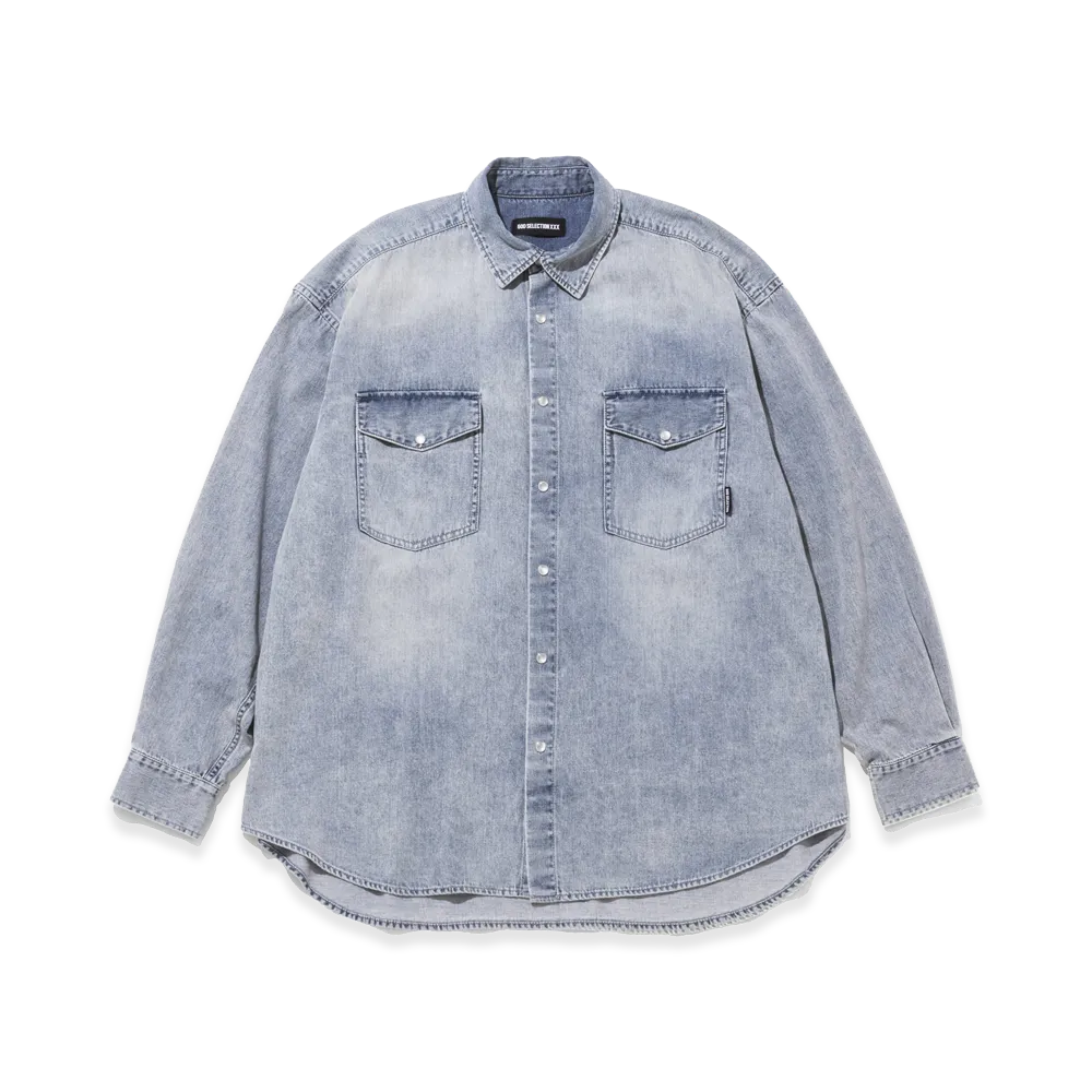 GOD SELECTION XXX Vintage like Washed Denim Shirt GX-S26-SH-02 "Blue"