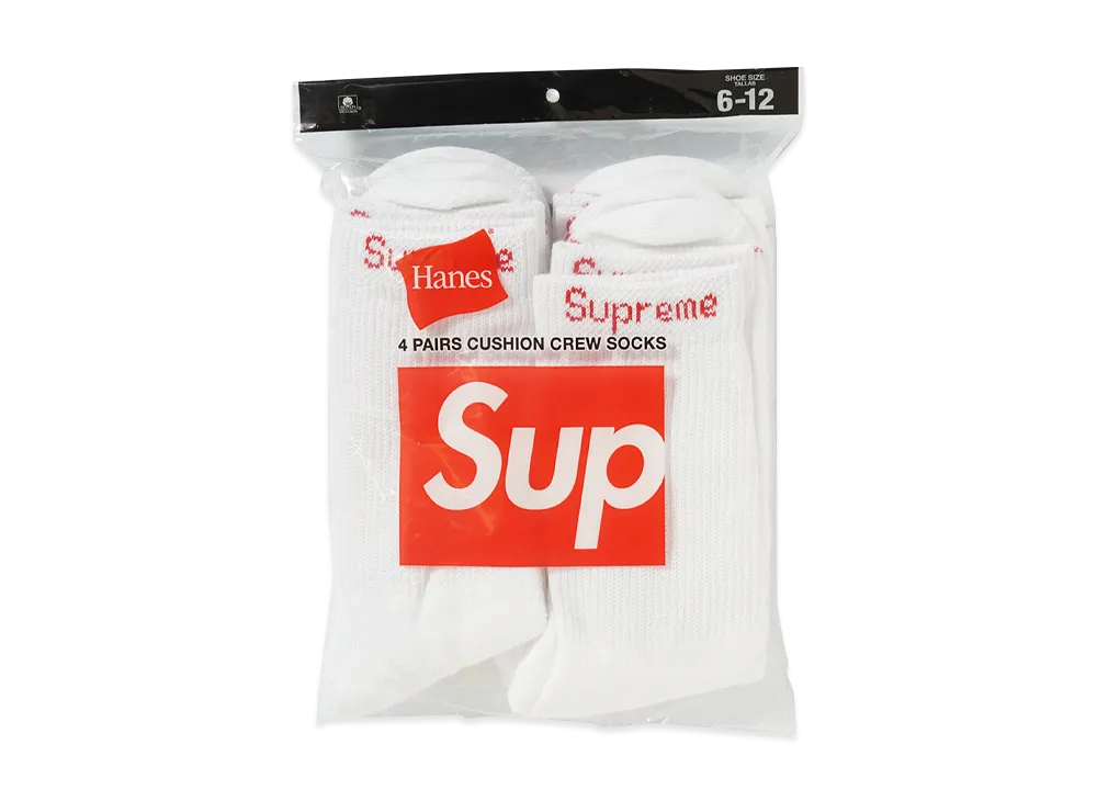 Supreme x Hanes Crew Socks (4 Pack) "White"