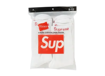 Supreme x Hanes Crew Socks (4 Pack) "White"