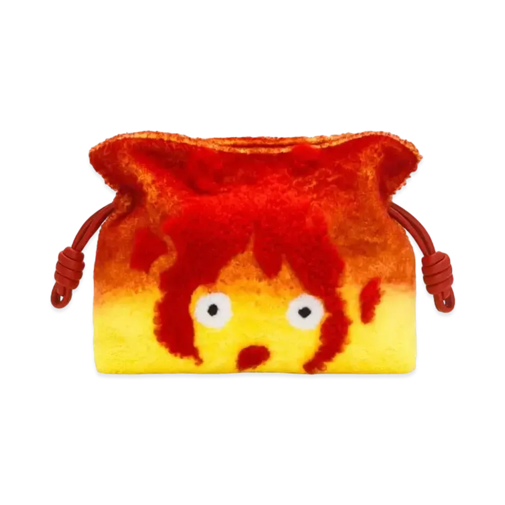 LOEWE x Howl's Moving Castle Calcifer Flamenco Clutch In Shearling "Red"