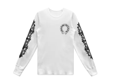 Chrome Hearts Horseshoe Floral Sleeve Waffle Thermal Shirt "White"