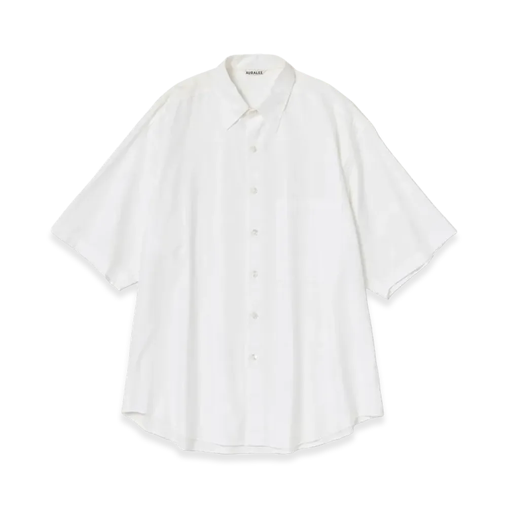 AURALEE Washed Finx Twill Big Half Sleeved Shirt "White"