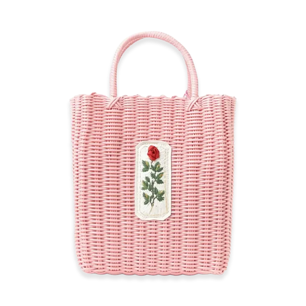BEAMS COUTURE x RURU MARY'S Hand-Embroidered Basket Bag "Pink"