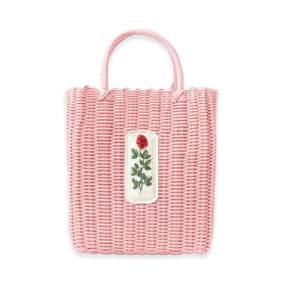 BEAMS COUTURE x RURU MARY'S Hand-Embroidered Basket Bag "Pink"