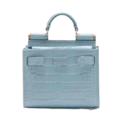 Dolce&Gabbana Sicily 62 Microbag Crocodile Side Leather "Blue"