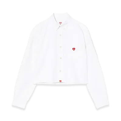 A BATHING APE Women's Embro Badge Oxford Cropped Shirt "White"
