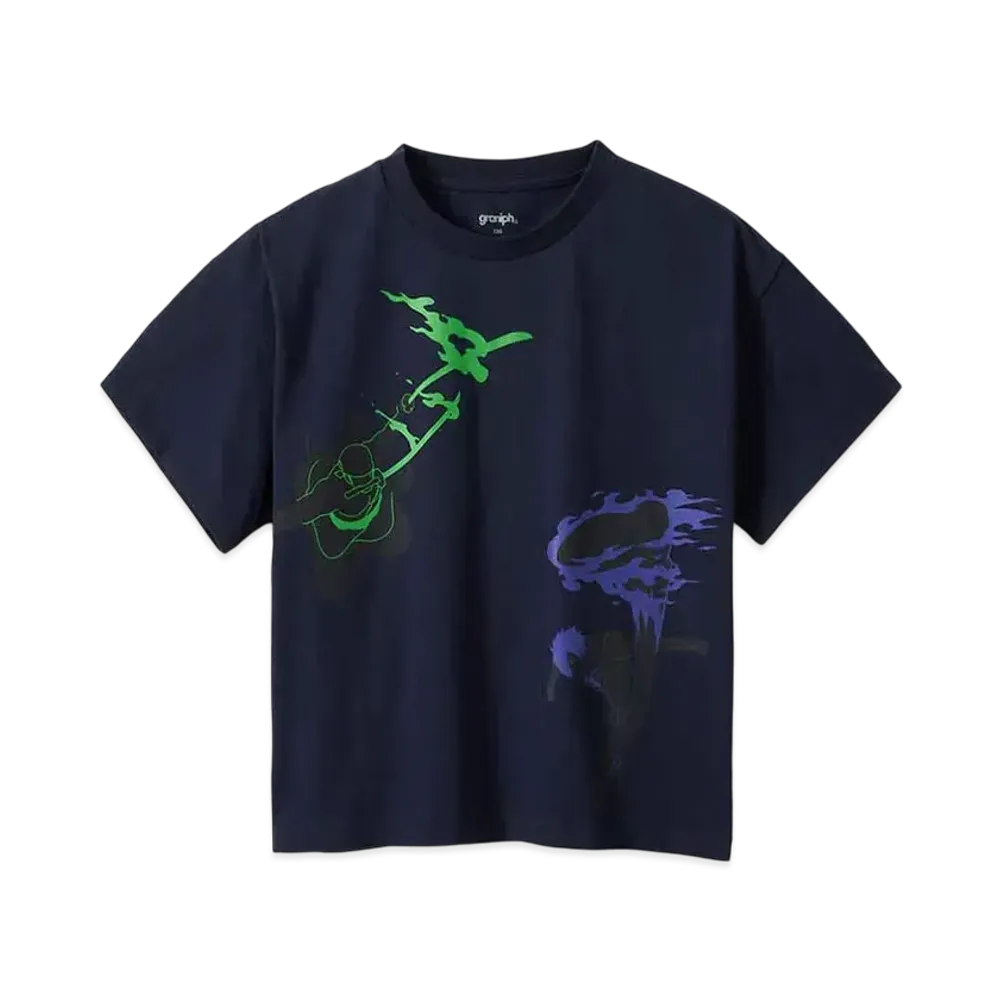 graniph x ONE PIECE Both Wings Kids Big Silhouette T-Shirt "Navy"