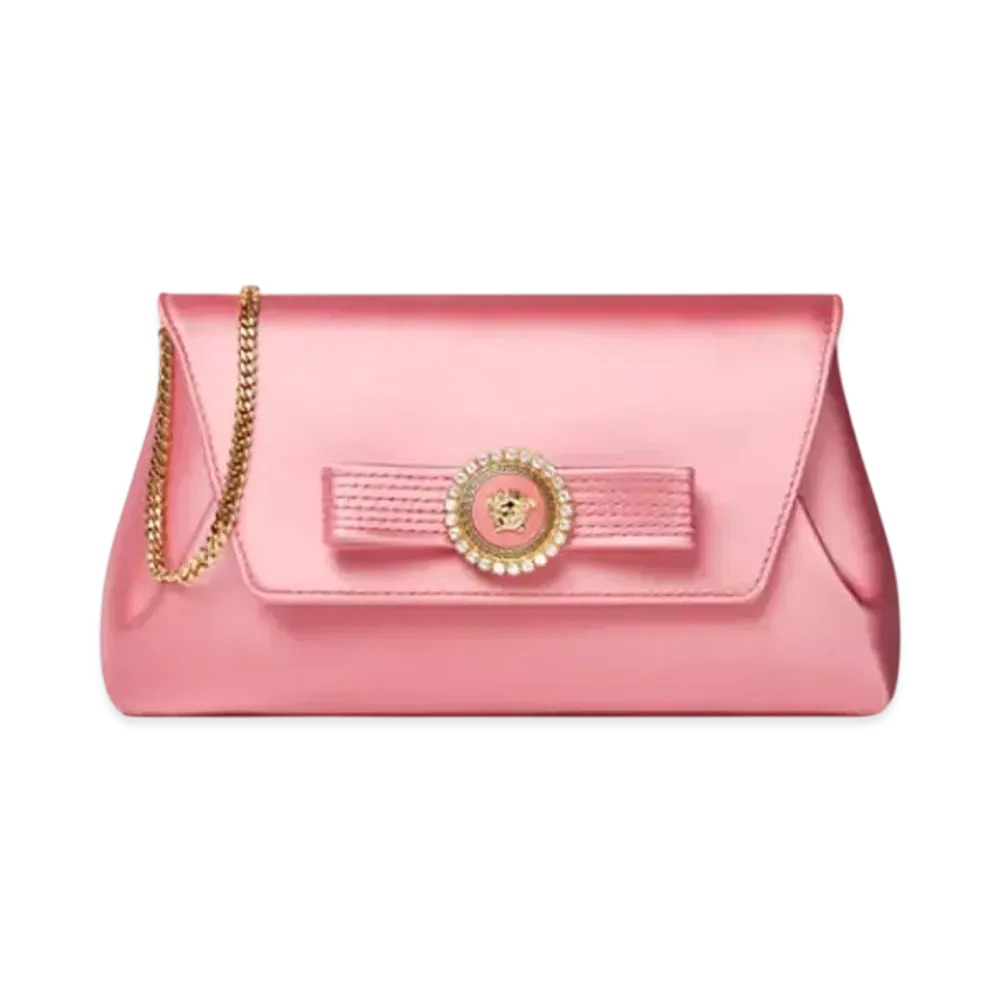 Versace Crystal Gianni Ribbon Clutch "Pink"