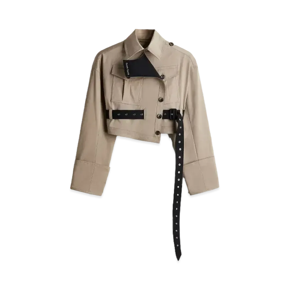 rokh x H&M Twill Cropped Jacket "Greige"