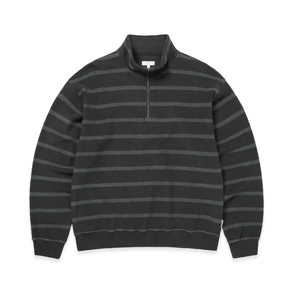 thisisneverthat Striped Half Zip Sweatshirt "Charcoal"