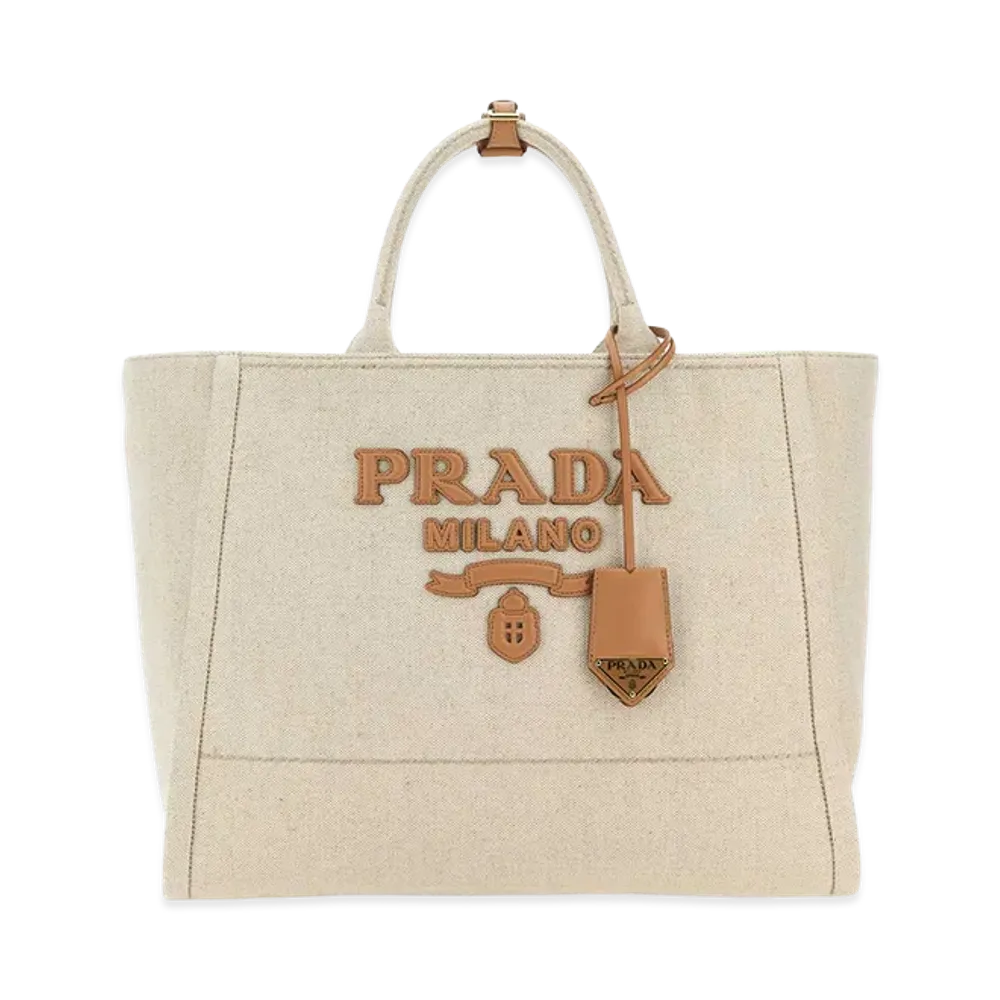 PRADA Women's Canvas Shopping Bag "Beige"