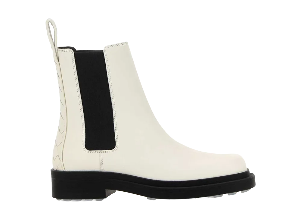 Bottega Veneta Women's Leather Chelsea Ben Ankle Boots "Ivory"
