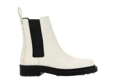 Bottega Veneta Women's Leather Chelsea Ben Ankle Boots "Ivory"