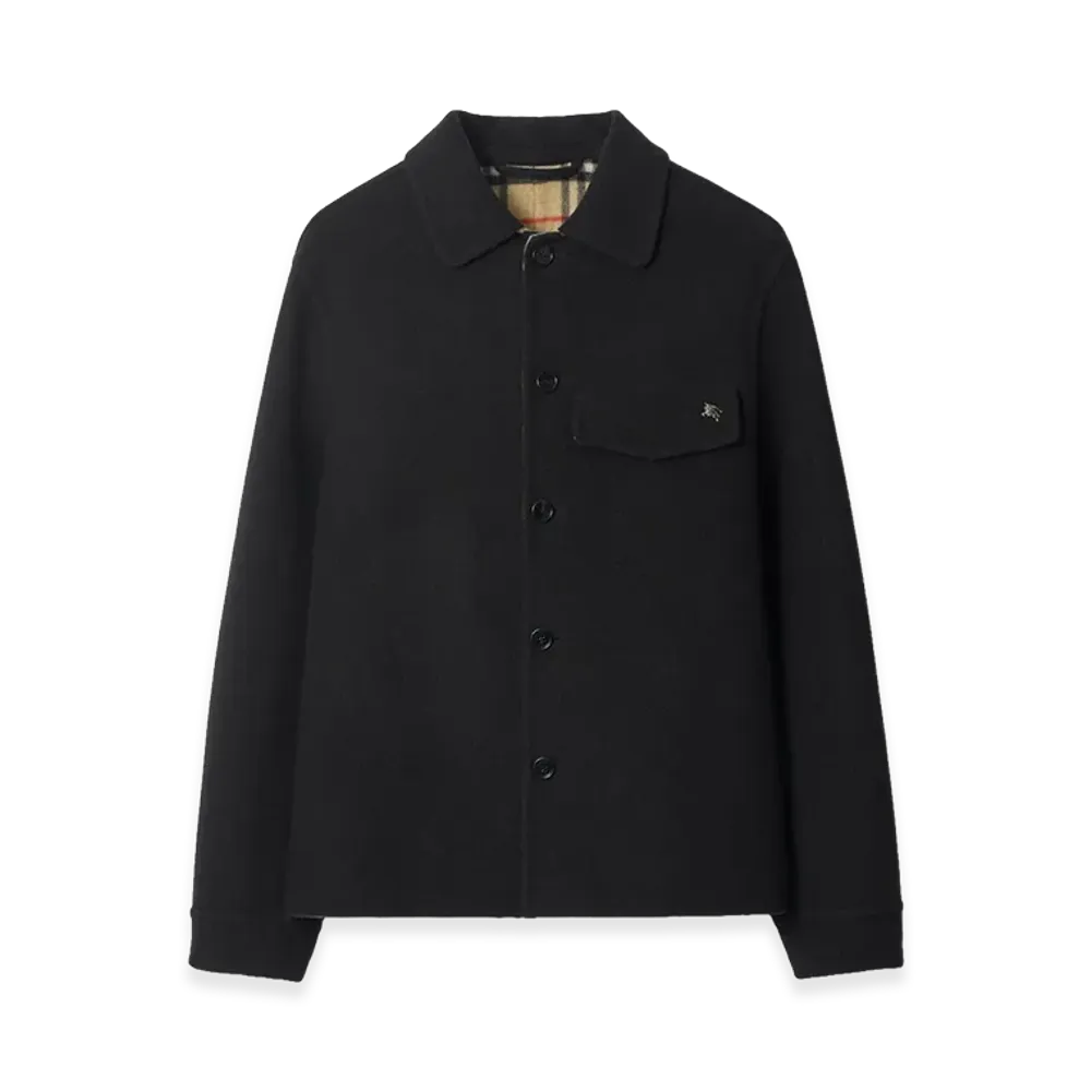 Burberry Wool Overshirt "Black/Sand Beige"